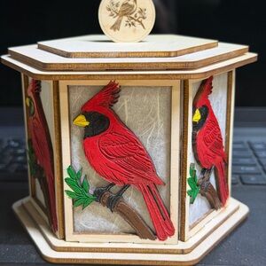 Cardinal Design Wooden Lantern